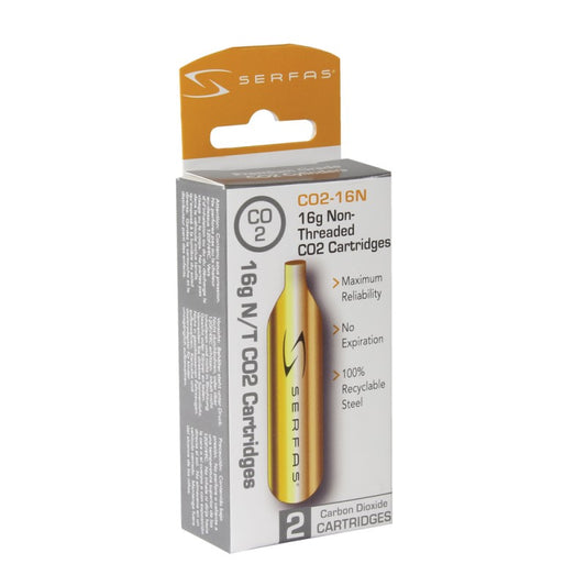 Serfas Non Threaded Compressed Co2 Cartridges - 16g 2 Pack