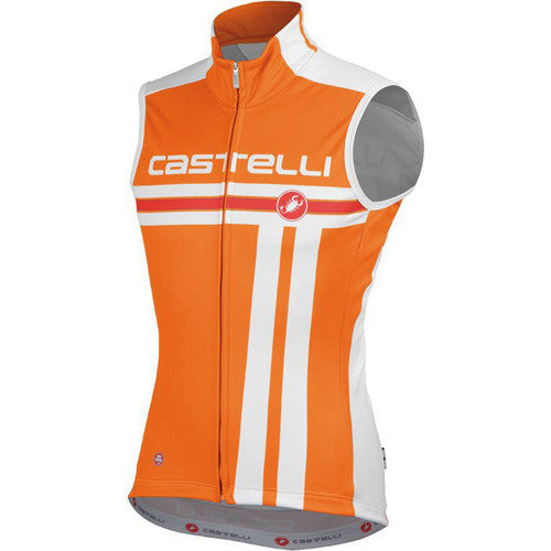 Castelli Mens Free Windstopper Vest - Orange/White
